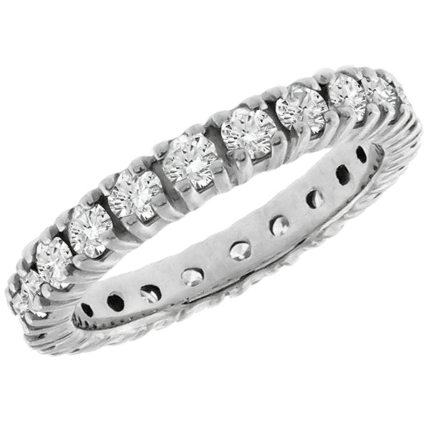 Estate 1.25ct Round Brilliant Cut Diamond Eternity 14k White Gold Wedding Band