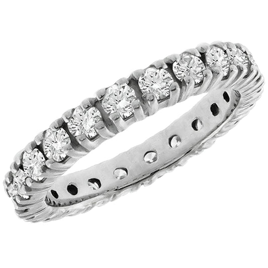 Estate 1.25ct Round Brilliant Cut Diamond Eternity 14k White Gold Wedding Band