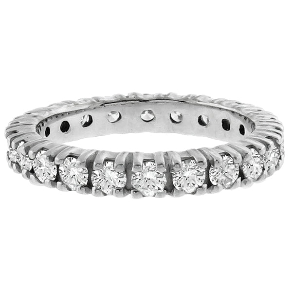 Estate 1.25ct Round Brilliant Cut Diamond Eternity 14k White Gold Wedding Band