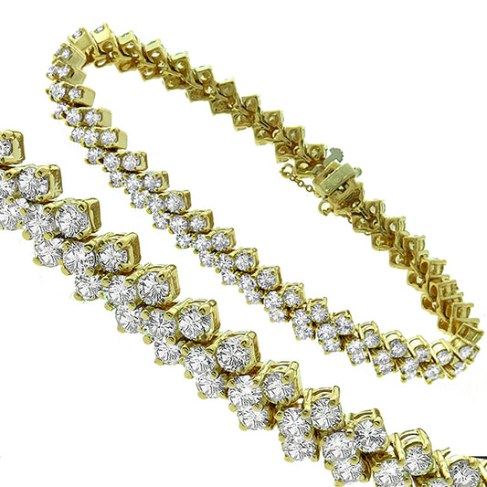 Estate 13.00ct Round Diamond 14k Yellow Gold Bracelet