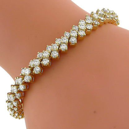 Estate 13.00ct Round Diamond 14k Yellow Gold Bracelet