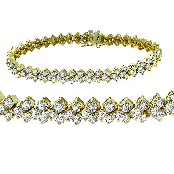 Estate 13.00ct Round Diamond 14k Yellow Gold Bracelet