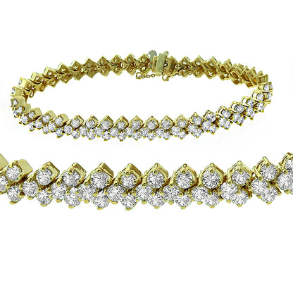 Estate 13.00ct Round Diamond 14k Yellow Gold Bracelet