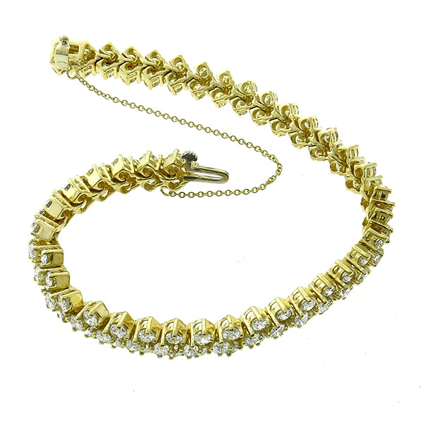 Estate 13.00ct Round Diamond 14k Yellow Gold Bracelet