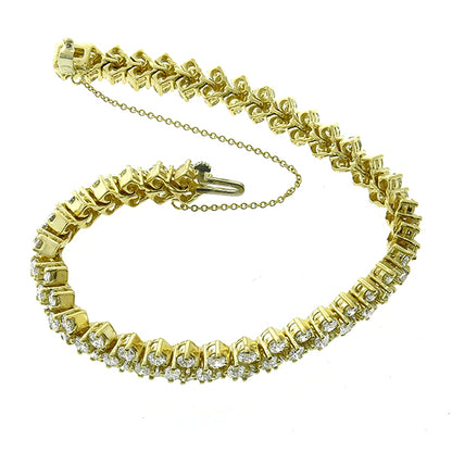 Estate 13.00ct Round Diamond 14k Yellow Gold Bracelet