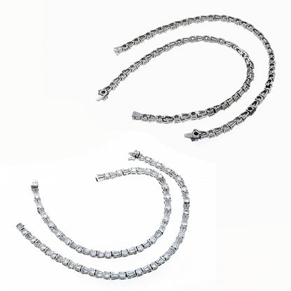 Estate 13.00cttw Round & Baguette Diamond 14k White Gold Suite of Two Bracelets