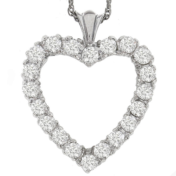 Estate 1.40ct Diamond Gold Heart Necklace