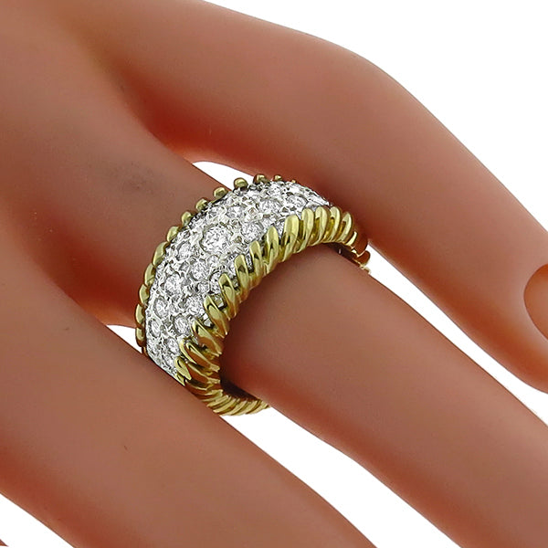 Estate 1.40ct Round Diamond Platinum 18k Yellow Gold Ring