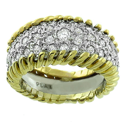 Estate 1.40ct Round Diamond Platinum 18k Yellow Gold Ring