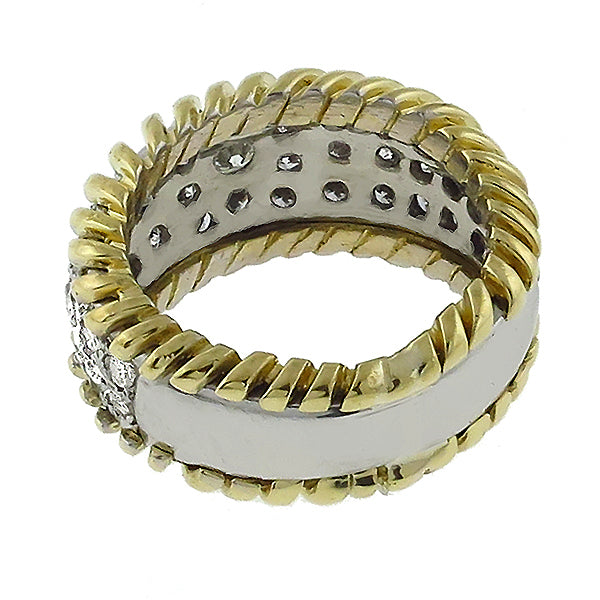 Estate 1.40ct Round Diamond Platinum 18k Yellow Gold Ring