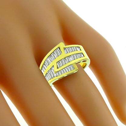 Estate 1.40ct Tapered & Straight Baguette Cut Diamond 14k Yellow Gold Ring