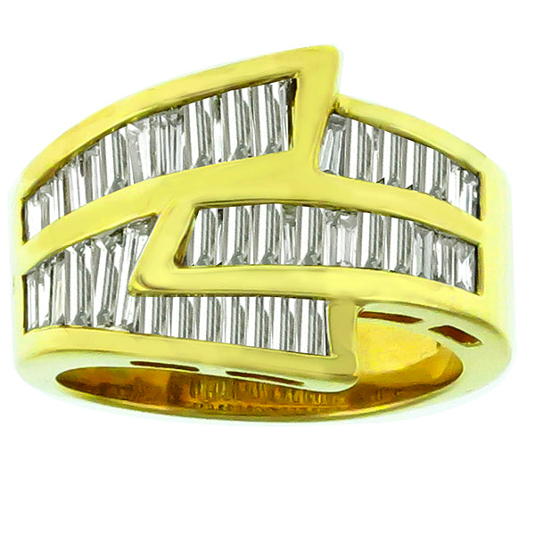 Estate 1.40ct Tapered & Straight Baguette Cut Diamond 14k Yellow Gold Ring