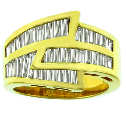 Estate 1.40ct Tapered & Straight Baguette Cut Diamond 14k Yellow Gold Ring