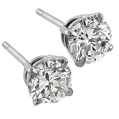 Estate 1.45cttw Diamond Stud Earrings
