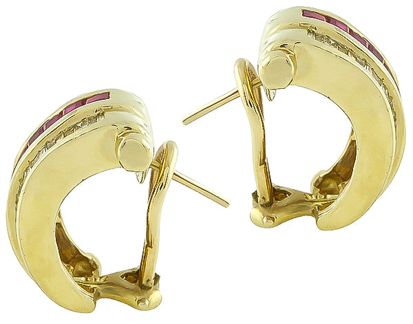 Estate 1.50ct Diamond 0.75ct Ruby Earrings