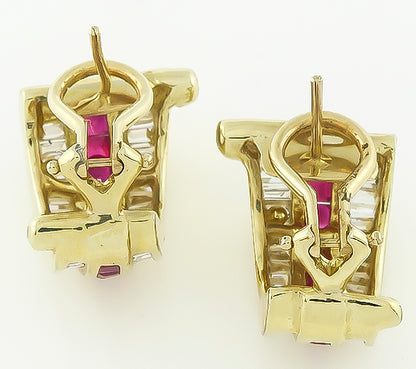 Estate 1.50ct Diamond 0.75ct Ruby Earrings