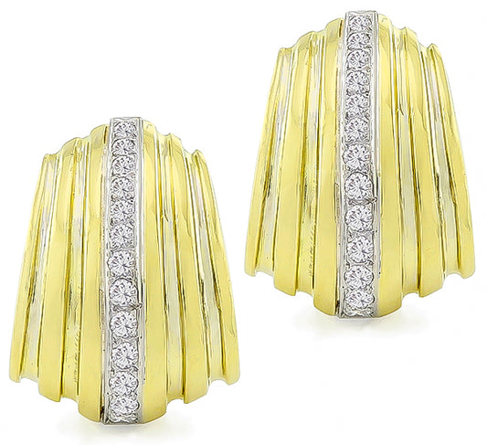 Estate 1.50ct Diamond Gold Earrings
