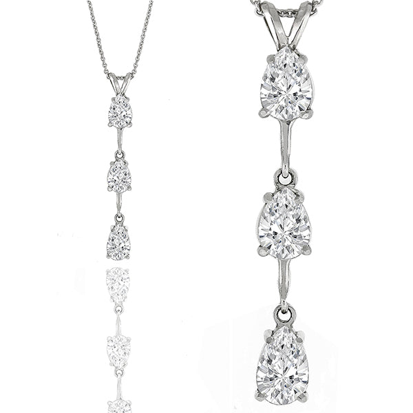 Estate 1.50ct Pear Shape Diamond 14k White Gold Necklace