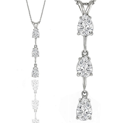 Estate 1.50ct Pear Shape Diamond 14k White Gold Necklace