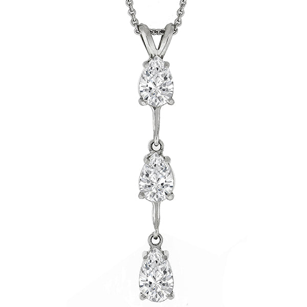 Estate 1.50ct Pear Shape Diamond 14k White Gold Necklace