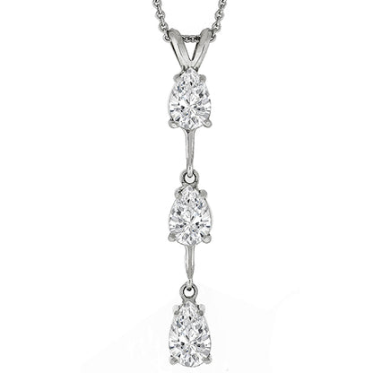 Estate 1.50ct Pear Shape Diamond 14k White Gold Necklace