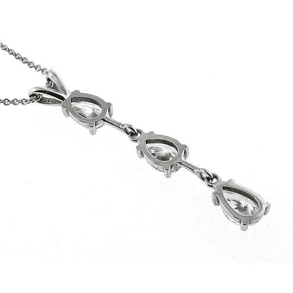 Estate 1.50ct Pear Shape Diamond 14k White Gold Necklace