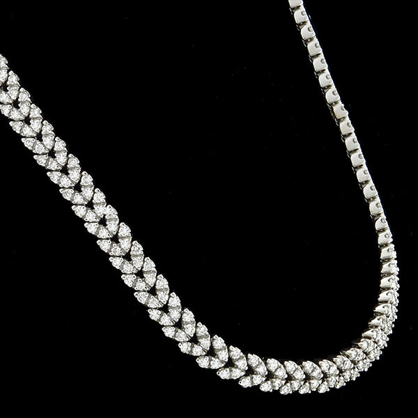 Estate 15.50ct Diamond Cluster Chevron Necklace