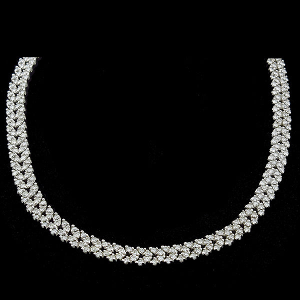 Estate 15.50ct Diamond Cluster Chevron Necklace