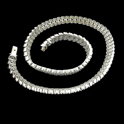 Estate 15.50ct Diamond Cluster Chevron Necklace