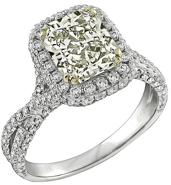 Estate 1.78ct Fancy Light Yellow Diamond Engagement Ring