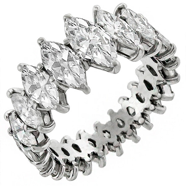 Estate 1950s 3.00ct Marquise Cut Diamond Eternity Platinum Wedding Band