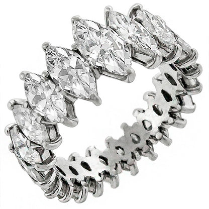 Estate 1950s 3.00ct Marquise Cut Diamond Eternity Platinum Wedding Band