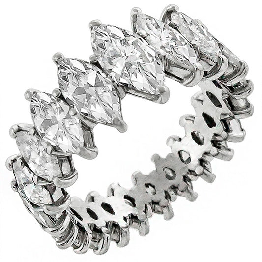 Estate 1950s 3.00ct Marquise Cut Diamond Eternity Platinum Wedding Band