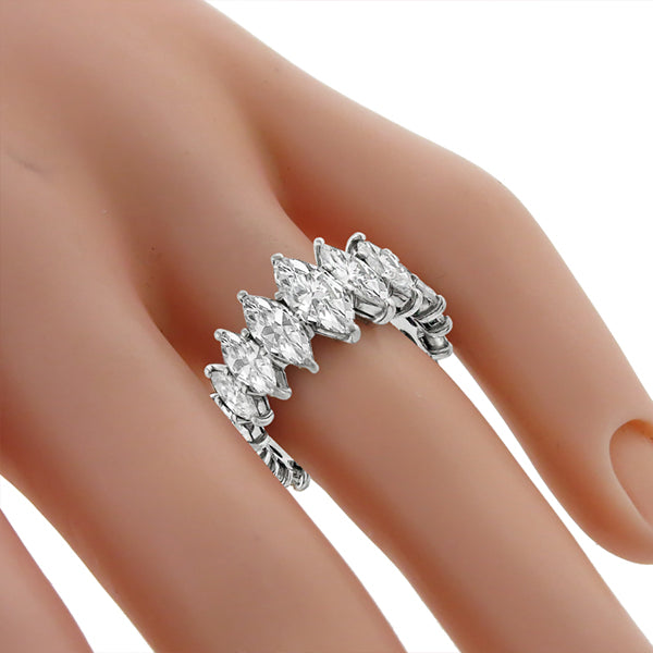 Estate 1950s 3.00ct Marquise Cut Diamond Eternity Platinum Wedding Band