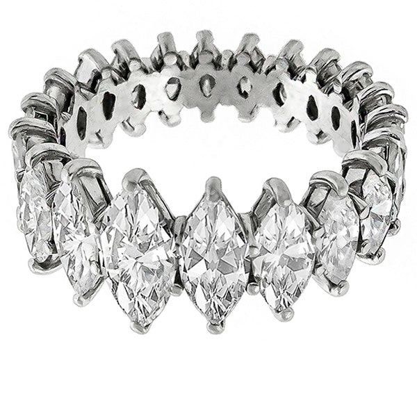 Estate 1950s 3.00ct Marquise Cut Diamond Eternity Platinum Wedding Band