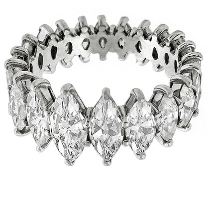 Estate 1950s 3.00ct Marquise Cut Diamond Eternity Platinum Wedding Band