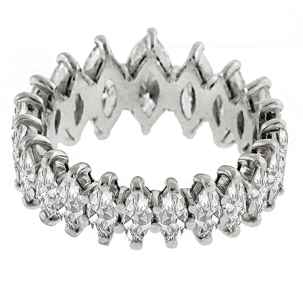 Estate 1950s 3.00ct Marquise Cut Diamond Eternity Platinum Wedding Band