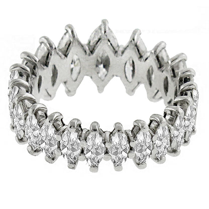 Estate 1950s 3.00ct Marquise Cut Diamond Eternity Platinum Wedding Band