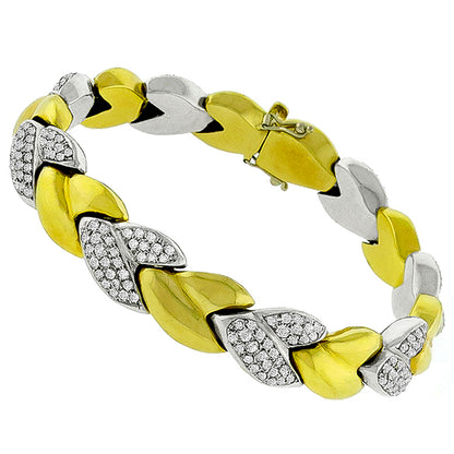 Estate 1960s 4.80ct Round Cut Diamond 18k Yellow & White Gold Bracelet