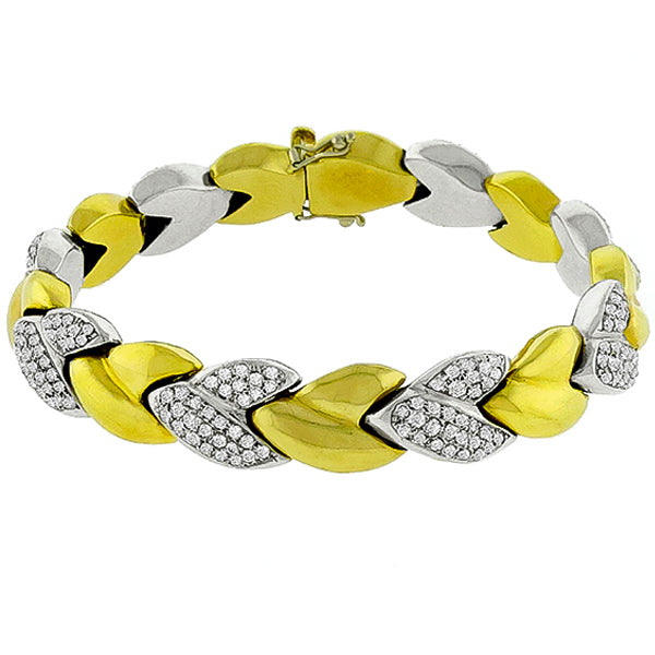 Estate 1960s 4.80ct Round Cut Diamond 18k Yellow & White Gold Bracelet
