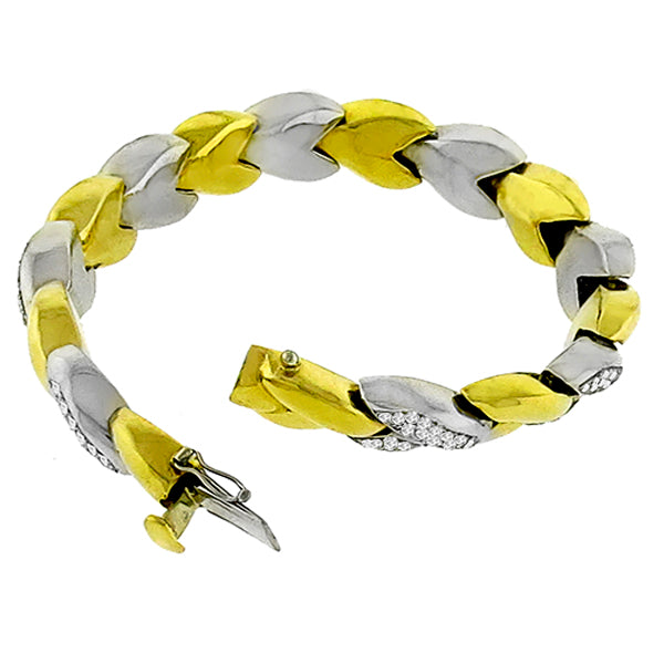 Estate 1960s 4.80ct Round Cut Diamond 18k Yellow & White Gold Bracelet