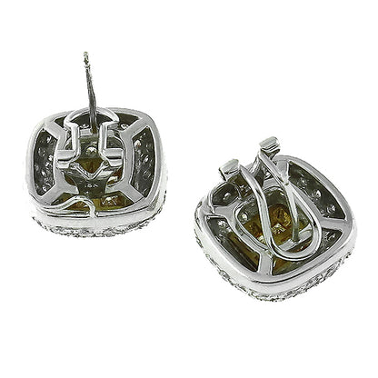 Estate 2.00ct Princess & Round Cut Diamond 18k White & Yellow Gold Earrings