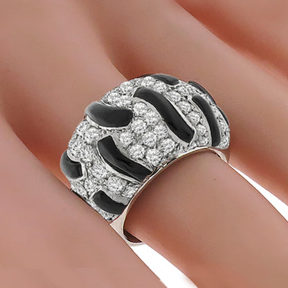 Estate 2.17ct Round Cut Diamond Carved Onyx 18k White Gold Ring