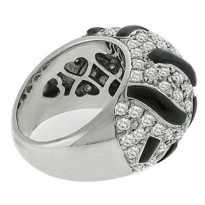 Estate 2.17ct Round Cut Diamond Carved Onyx 18k White Gold Ring