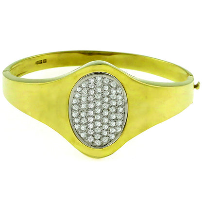 Estate 2.25ct Round Cut Diamond 14k Green Gold Bangle Bracelet