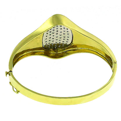 Estate 2.25ct Round Cut Diamond 14k Green Gold Bangle Bracelet