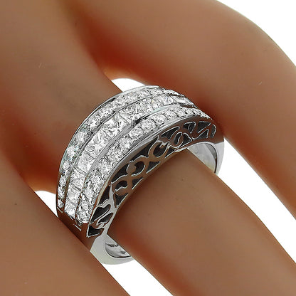 Estate 2.35ct Round & Princess Cut Diamond 18k White Gold Ring