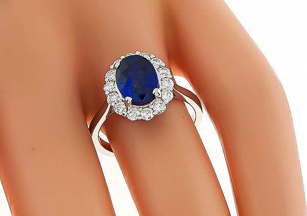 Estate 2.37ct Sapphire 0.70ct Diamond Engagement Ring