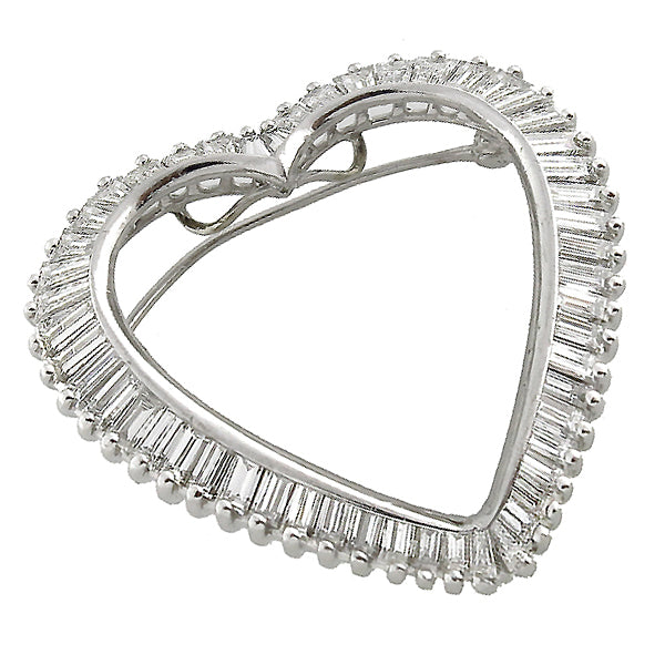 Estate 2.50ct Diamond Heart Pin/ Pendant