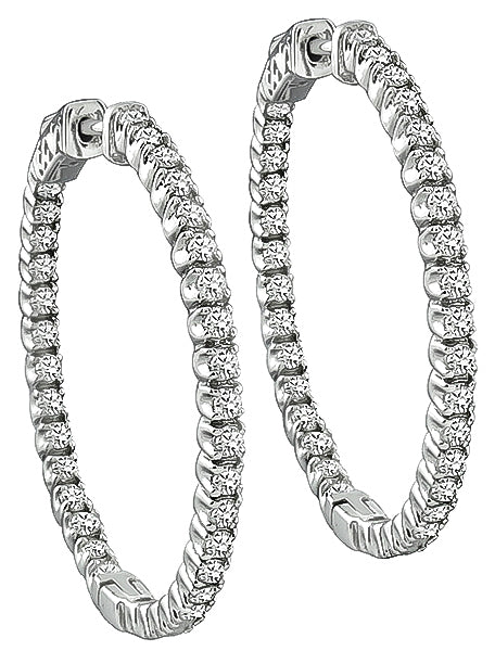 Estate 2.50ct Diamond Hoops Earrings